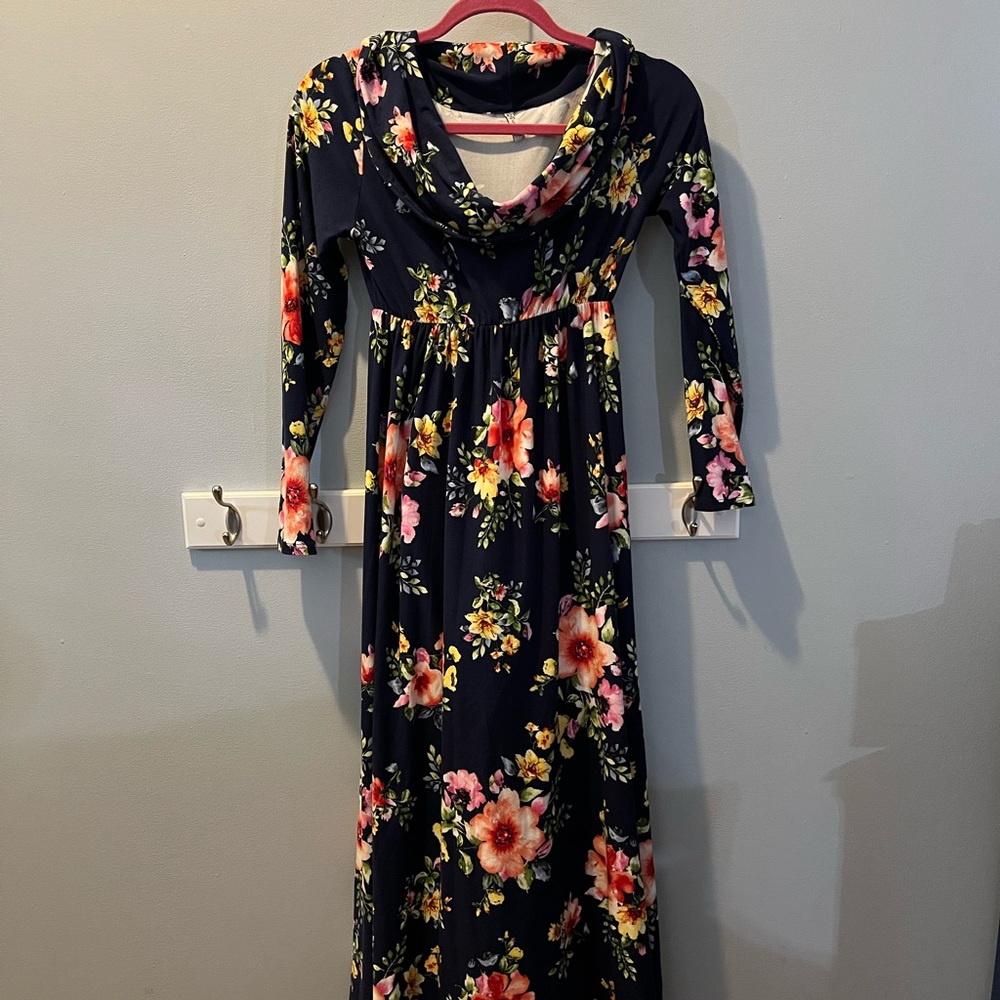 Maternity Floral Long Sleeve Maxi Dress
